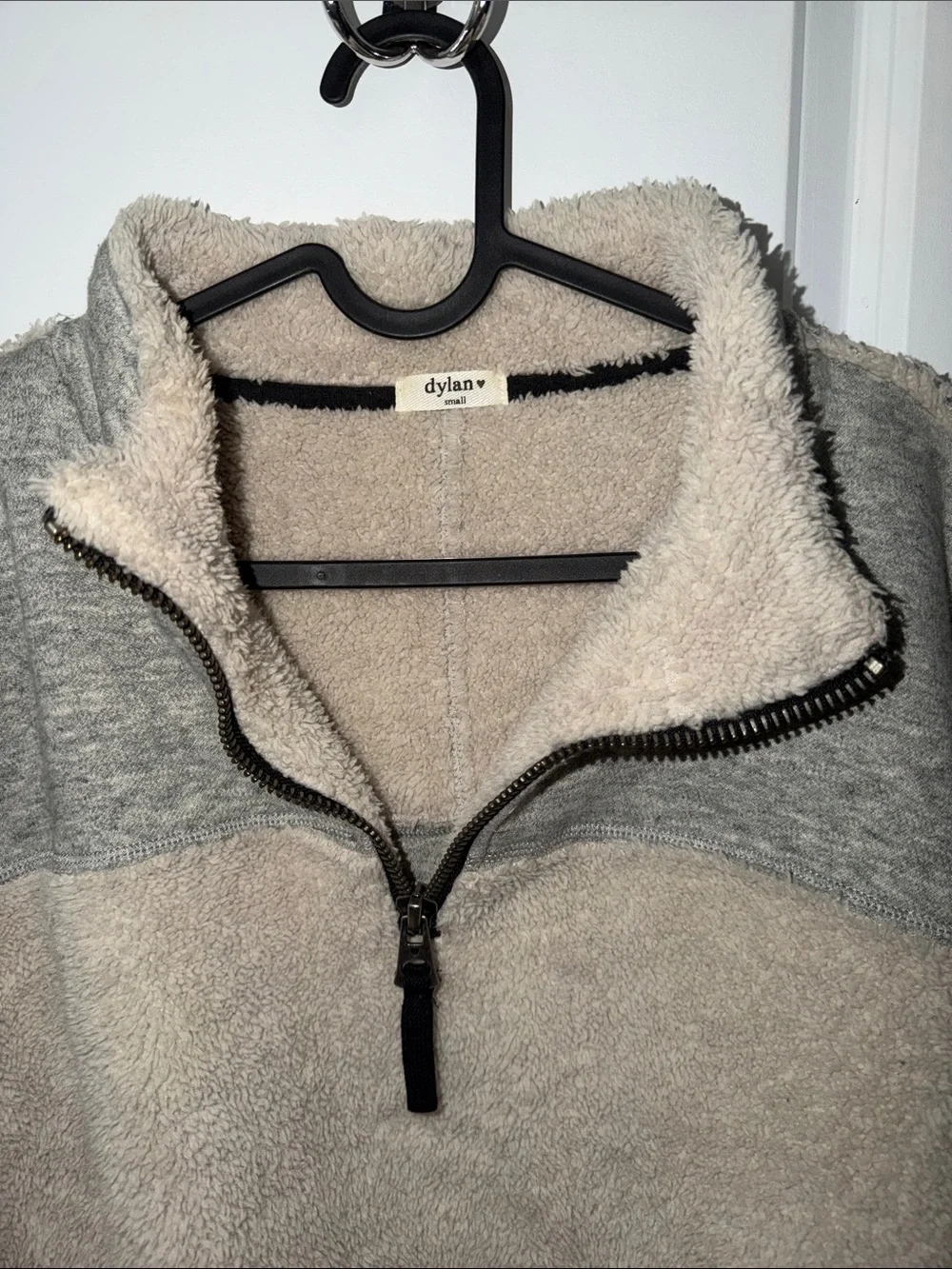 dylan Two-Tone Gray/Taupe Sherpa Half-Zip Pullover